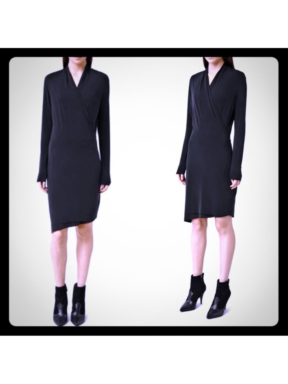 All Saints Tame Asymmetrical Faux Wrap Dress Black